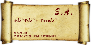 Sáfár Arnó névjegykártya